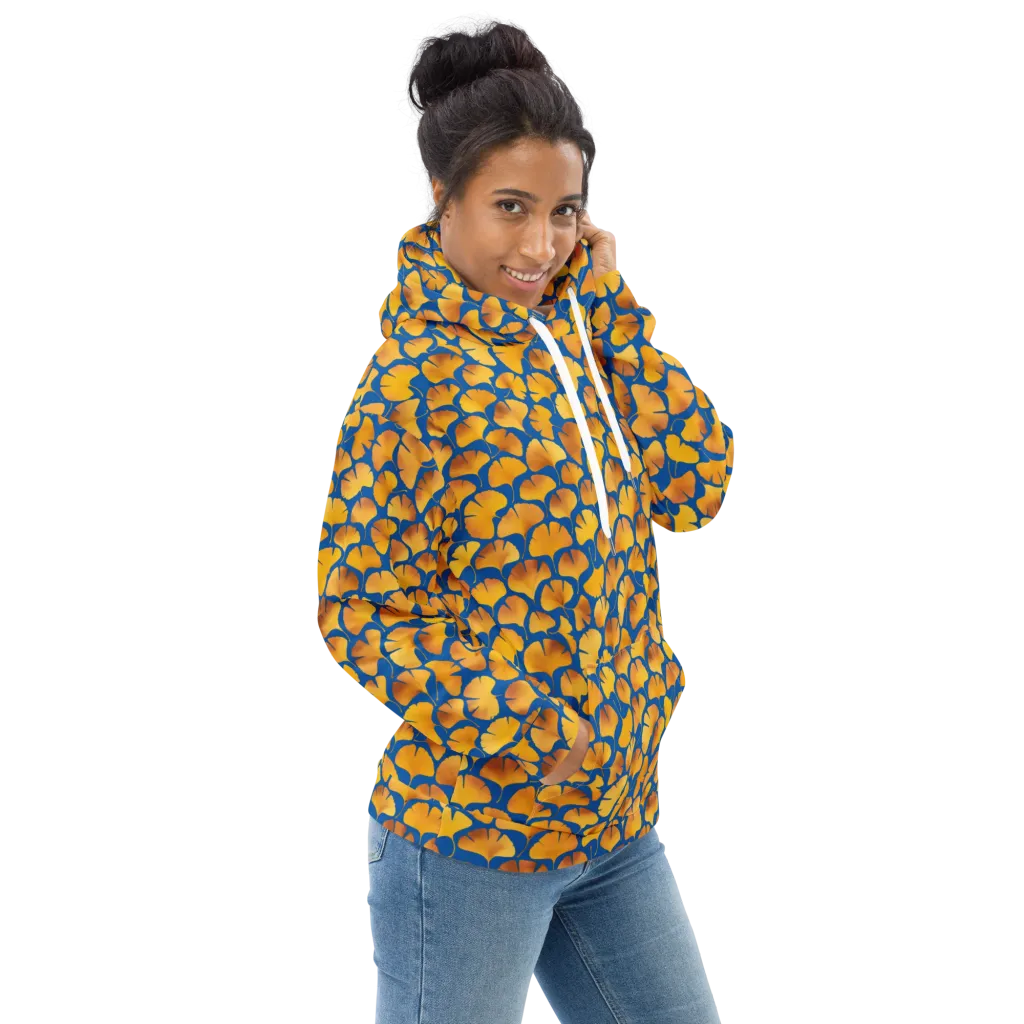 Blue Ginkgo on Hoodie — Right