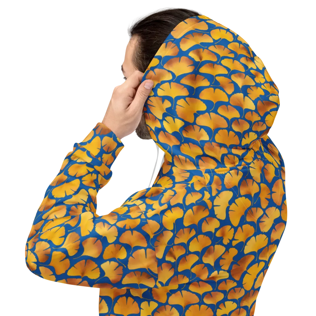 Blue Ginkgo on Hoodie — Back