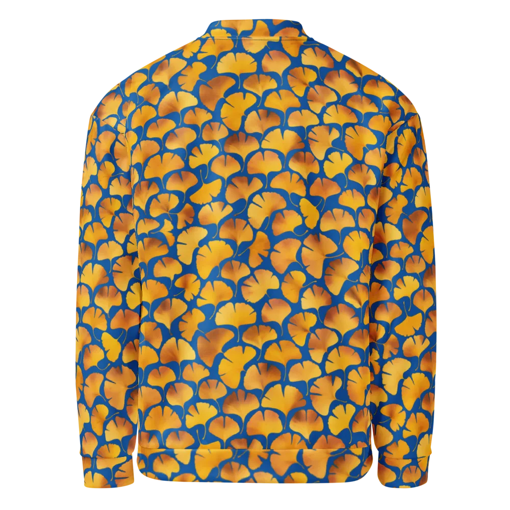 Blue Ginkgo on Bomber Jacket — Back