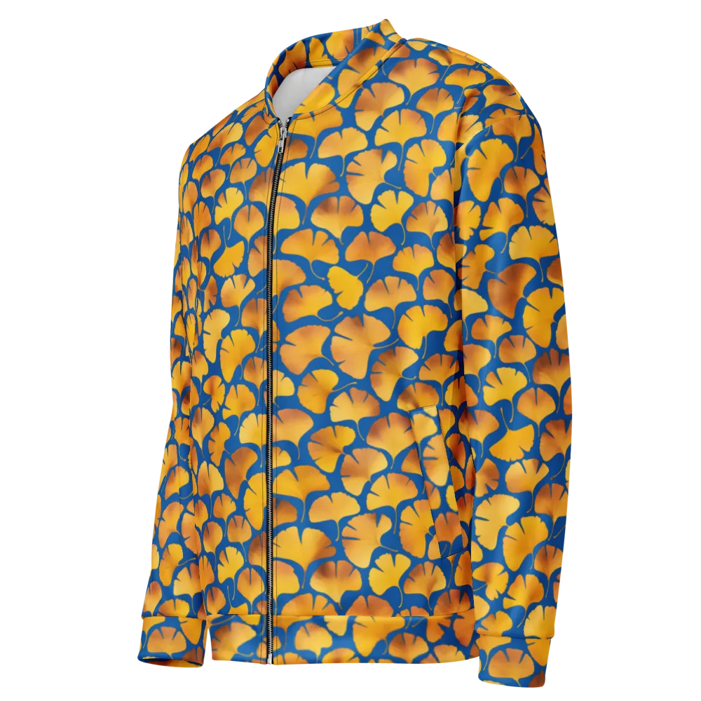 Blue Ginkgo on Bomber Jacket — Left Front