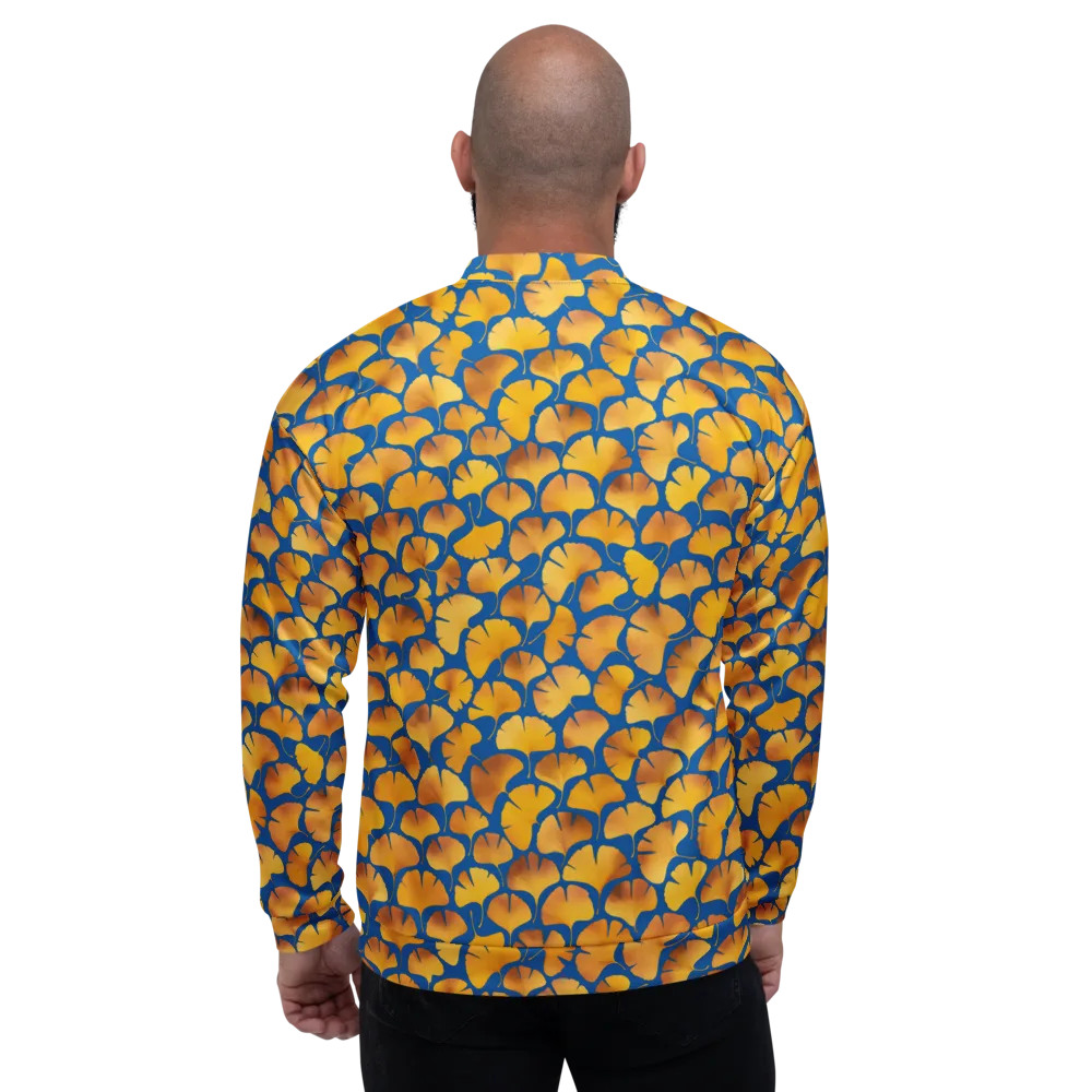 Blue Ginkgo on Bomber Jacket — Back