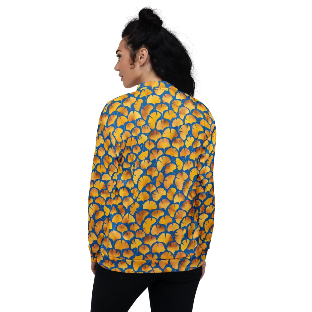 Blue Ginkgo on Bomber Jacket — Back