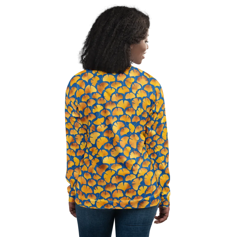 Blue Ginkgo on Bomber Jacket — Back