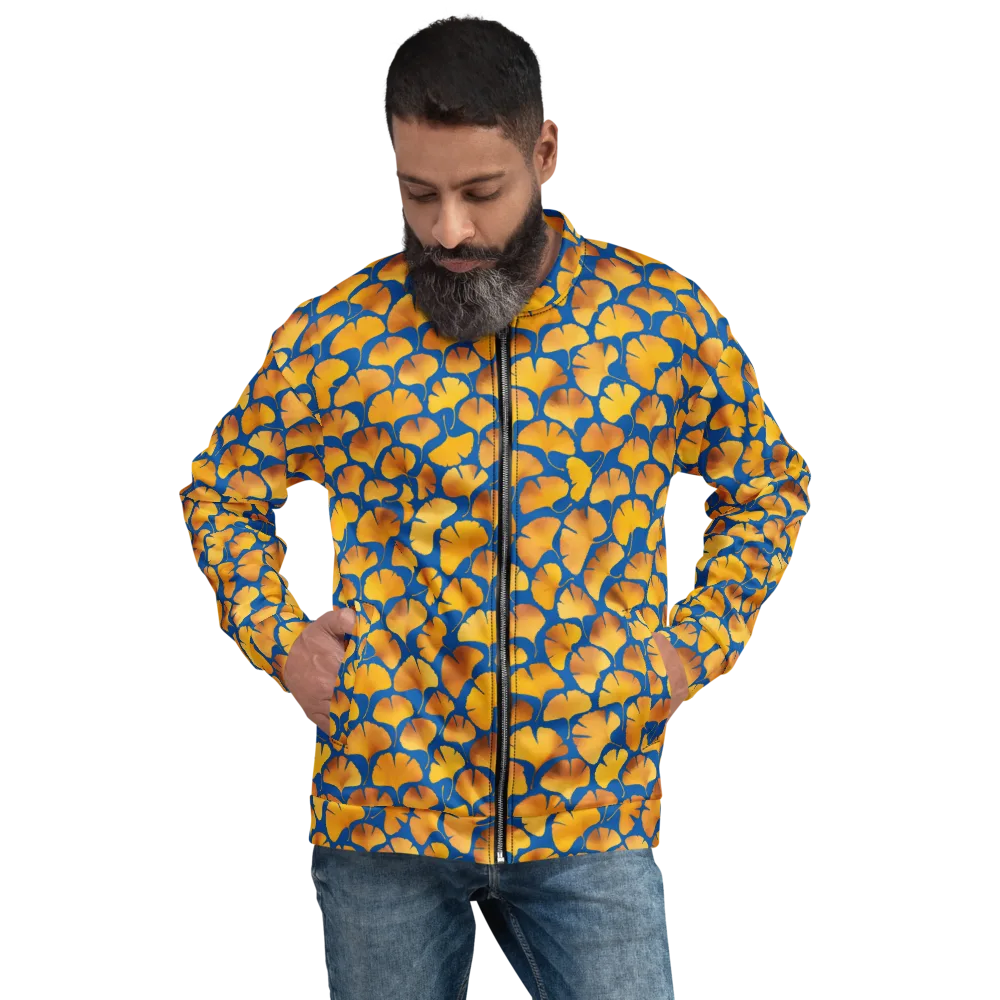 Blue Ginkgo on Bomber Jacket — Front