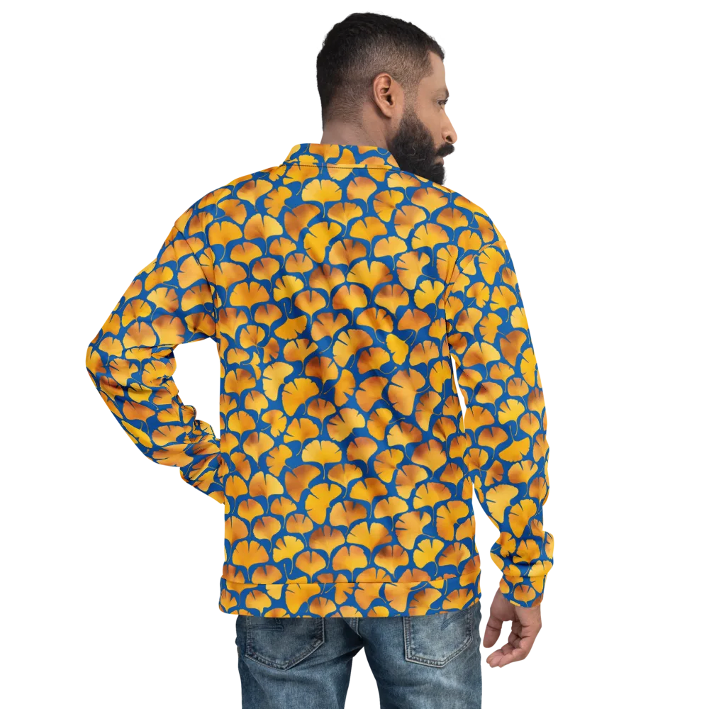 Blue Ginkgo on Bomber Jacket — Back