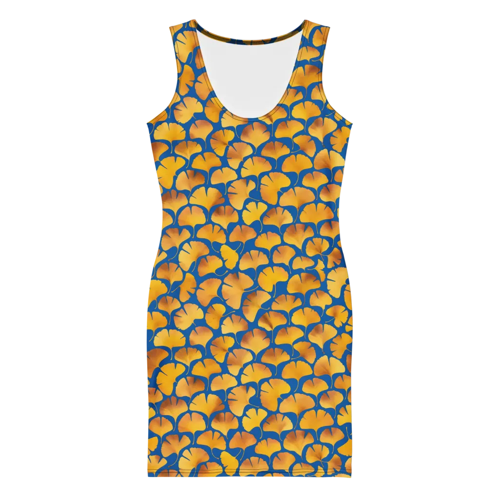 Blue Ginkgo on Bodycon Dress — Front