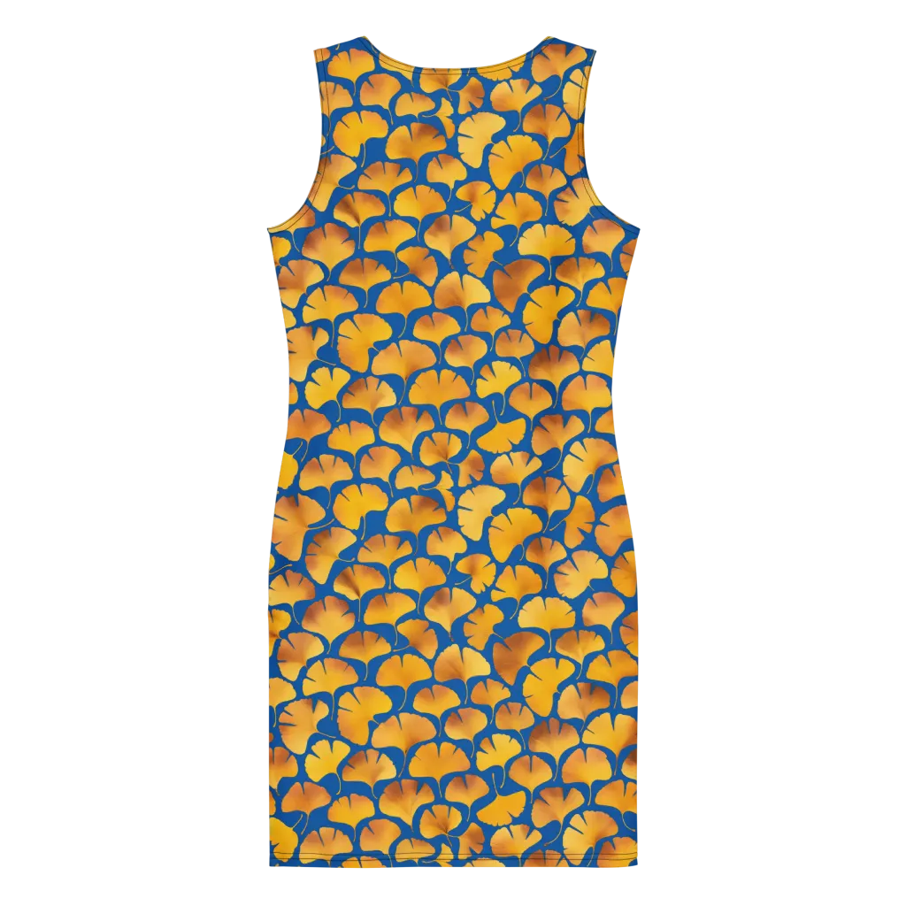 Blue Ginkgo on Bodycon Dress — Back
