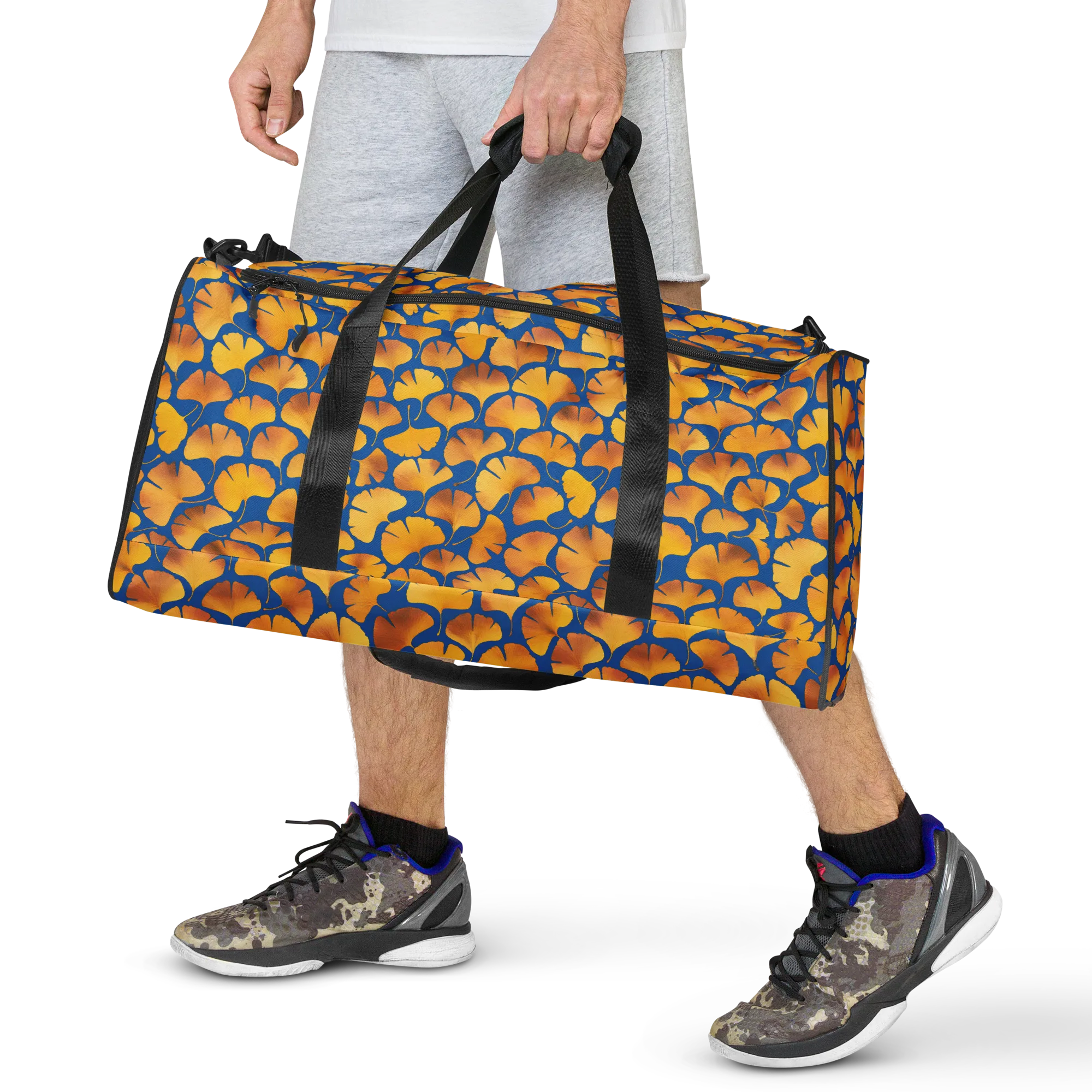Blue Ginkgo on Duffle Bag — Front
