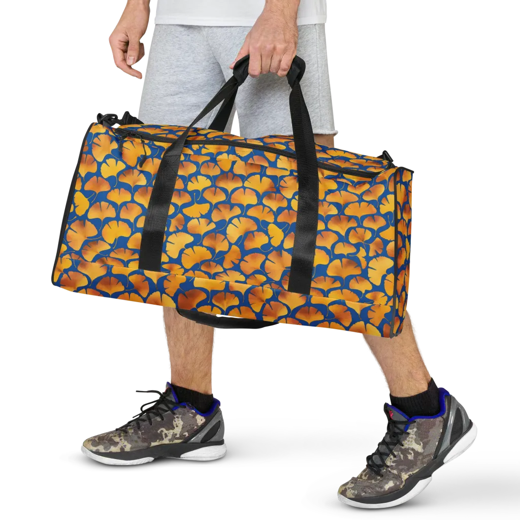 Blue Ginkgo on Duffle Bag — Front