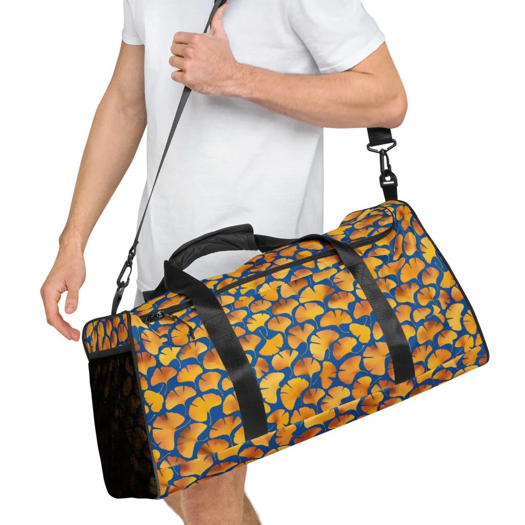 Blue Ginkgo on Duffle Bag — Right Front