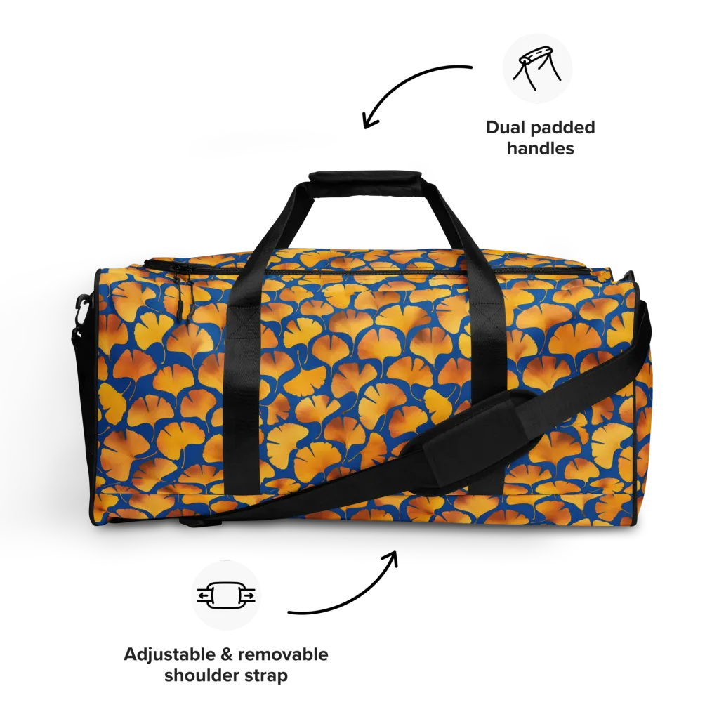 Blue Ginkgo on Duffle Bag — Front