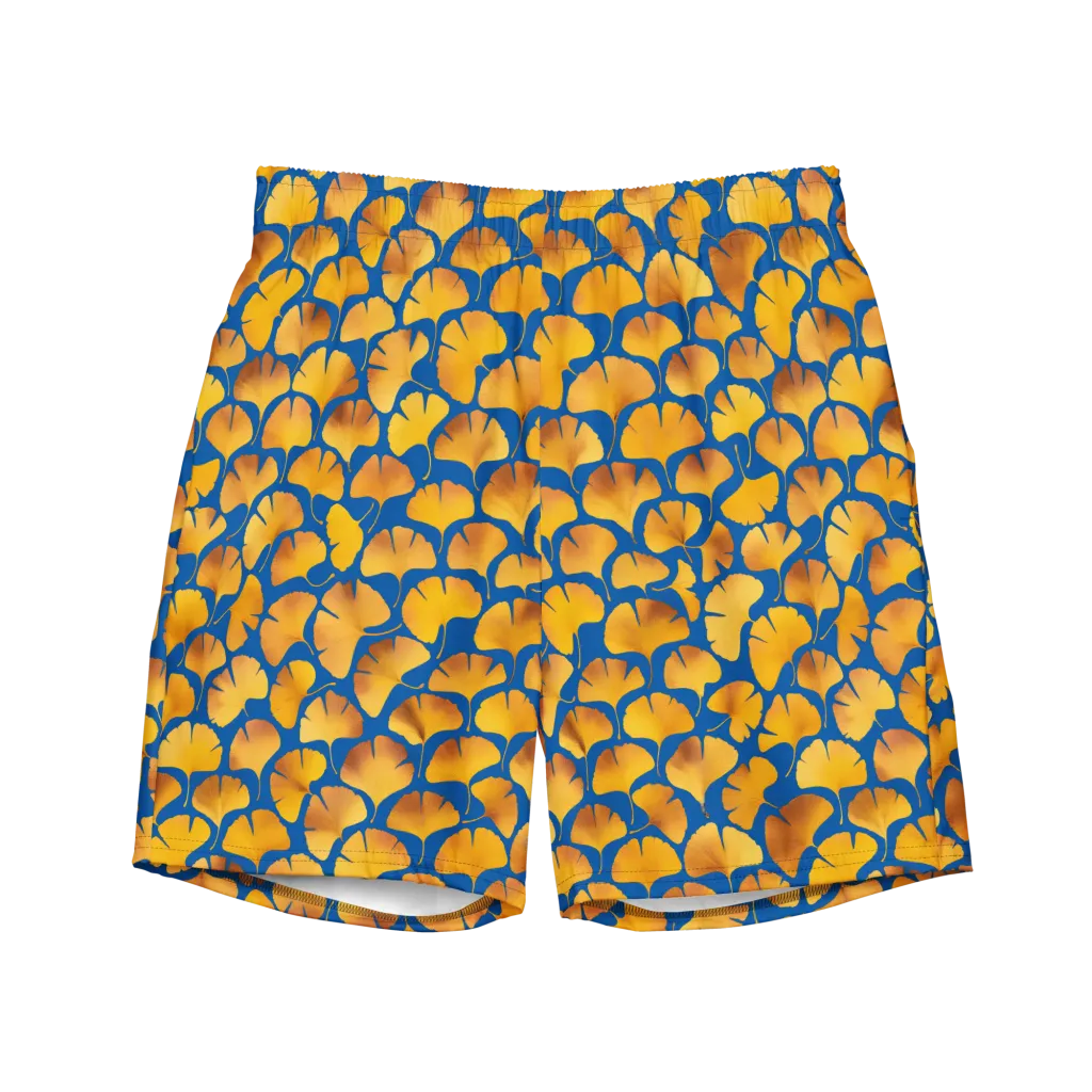 Blue Ginkgo on Swim Trunks — Front