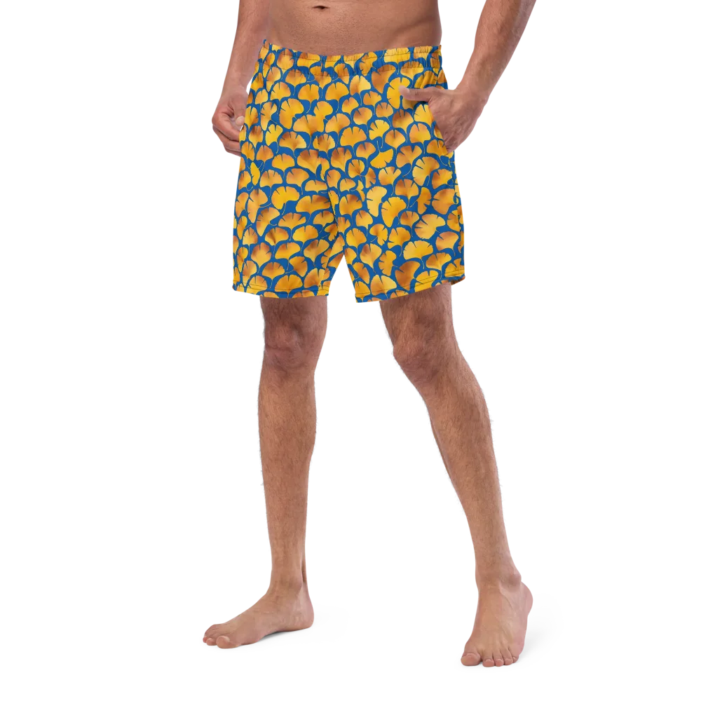 Blue Ginkgo on Swim Trunks — Left Front