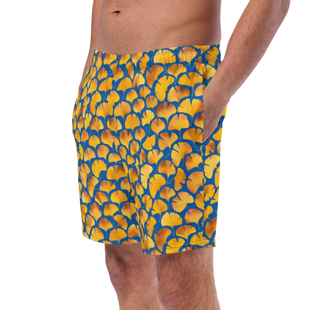 Blue Ginkgo on Swim Trunks — Left Front