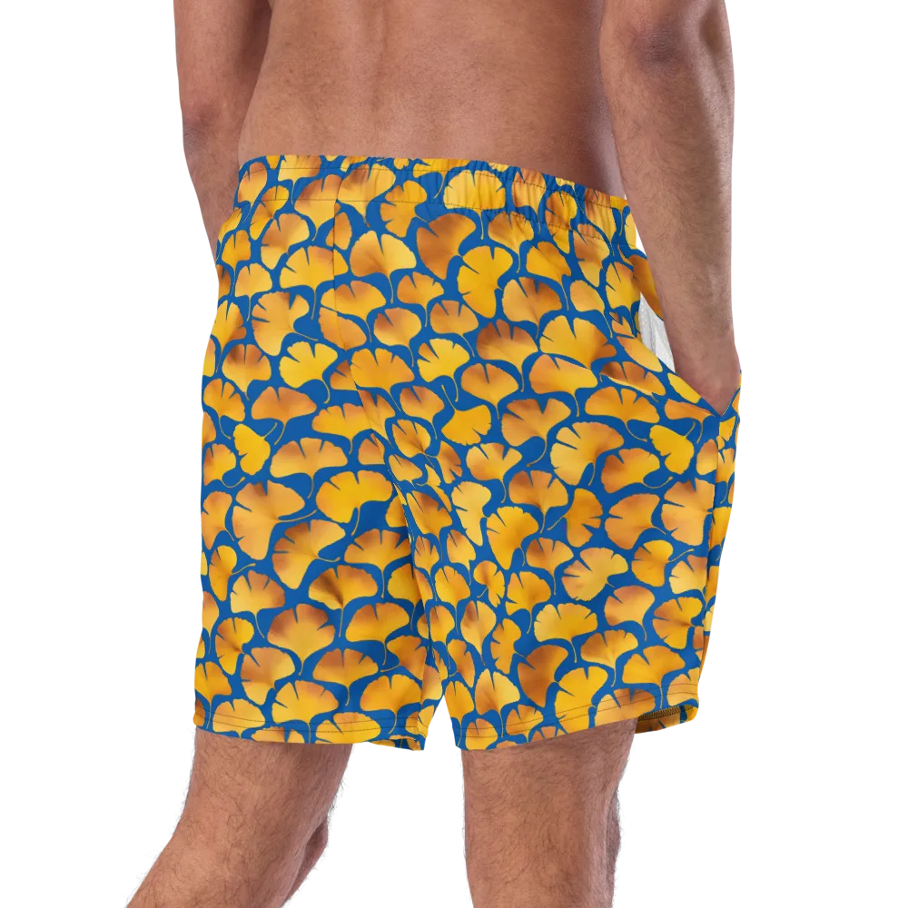 Blue Ginkgo on Swim Trunks — Right Back