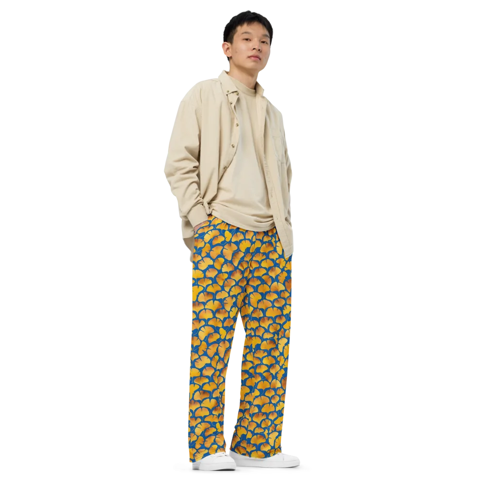 Blue Ginkgo on Wide-Leg Pants — Right Front