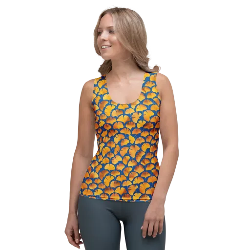 Blue Ginkgo on a Women's Tank Top