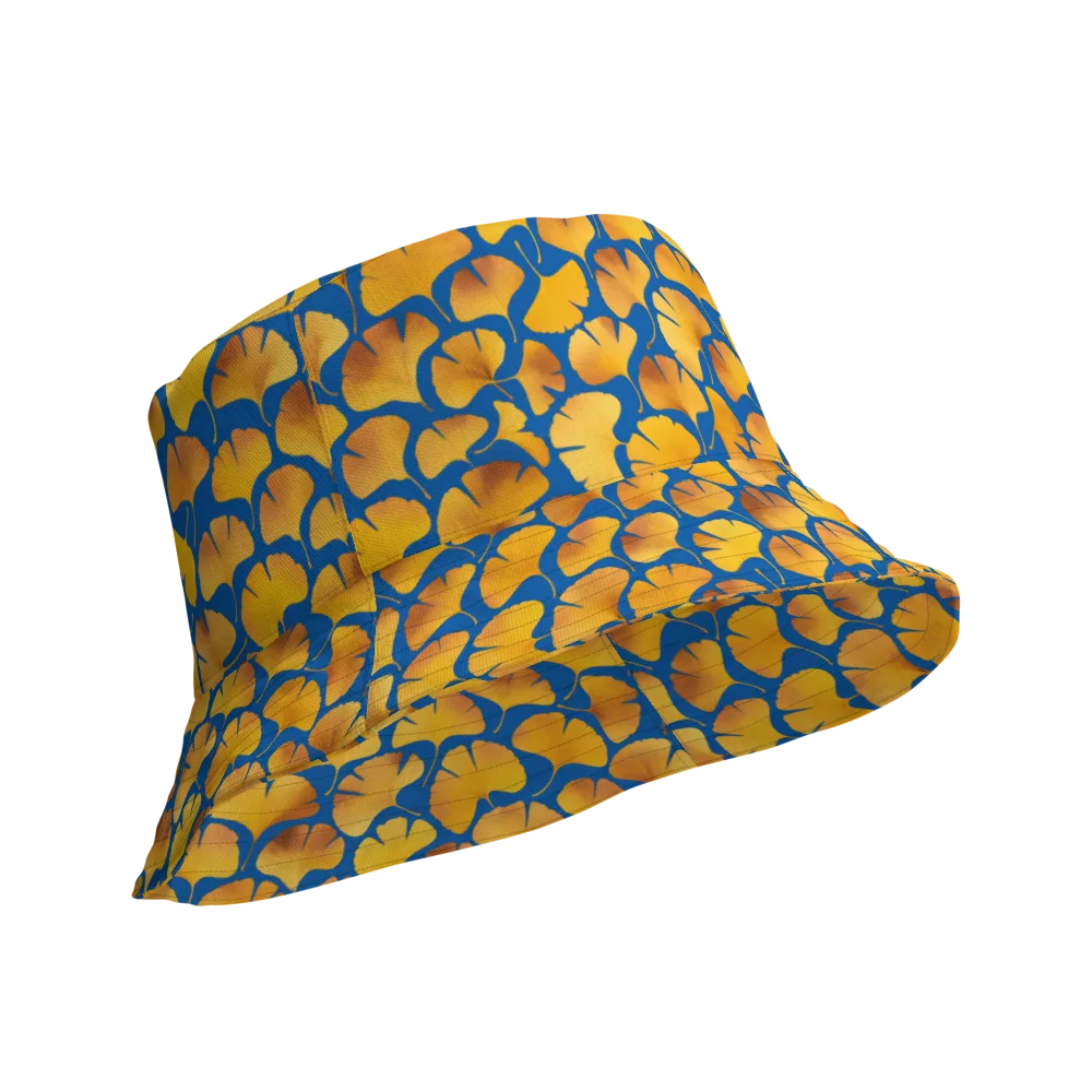 Blue Ginkgo on Reversible Bucket Hat — Product details Outside