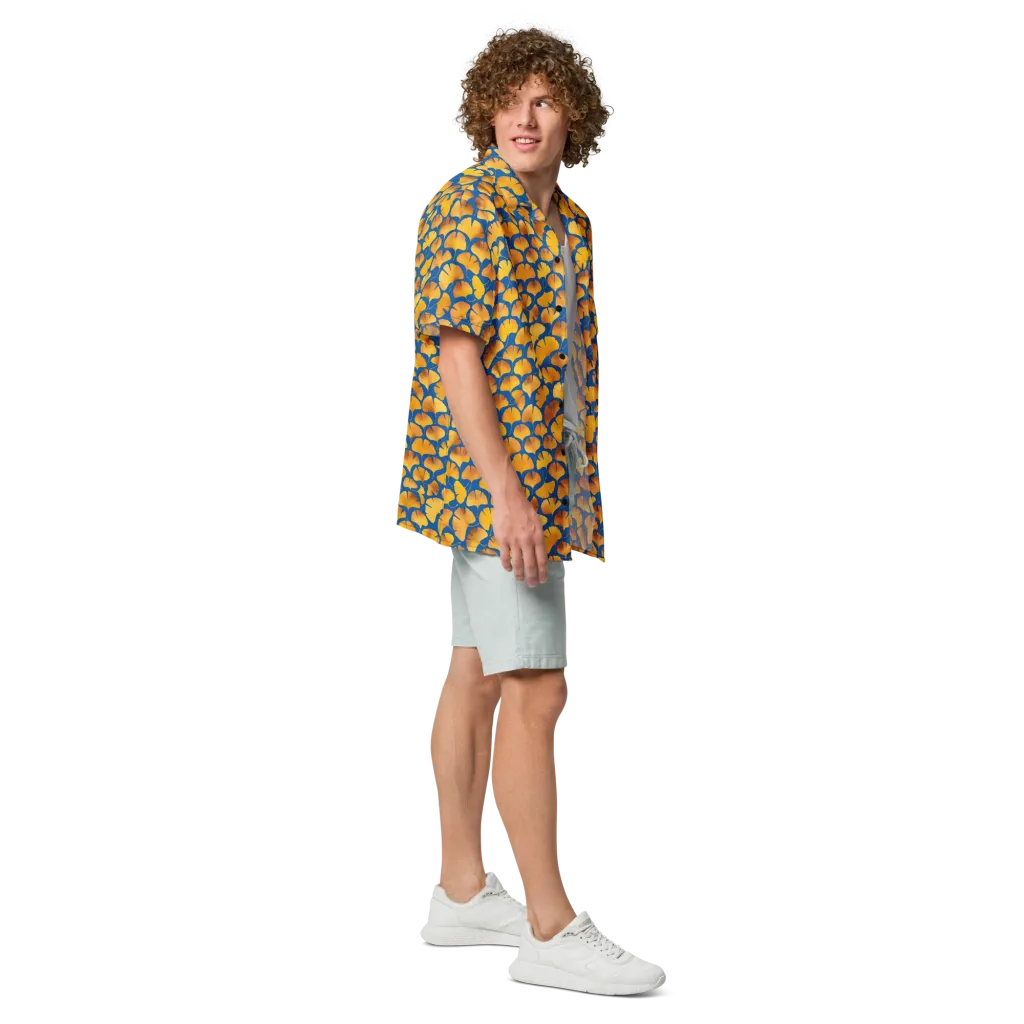 Blue Ginkgo on Button Shirt — Right
