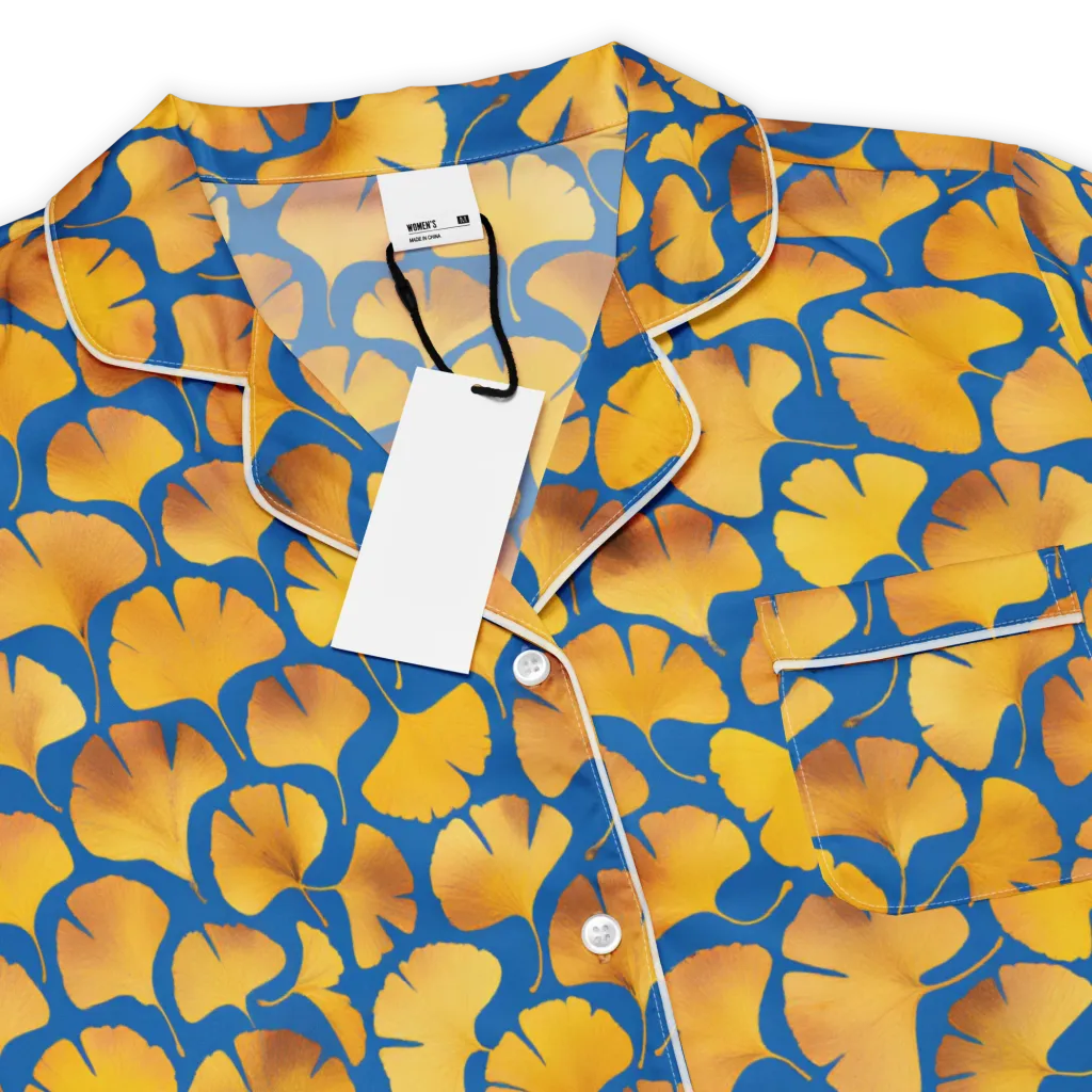 Blue Ginkgo on Women's Short Sleeve Pajama Top — Product details