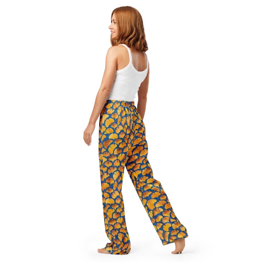 Blue Ginkgo on Women's Pajama Pants — Back