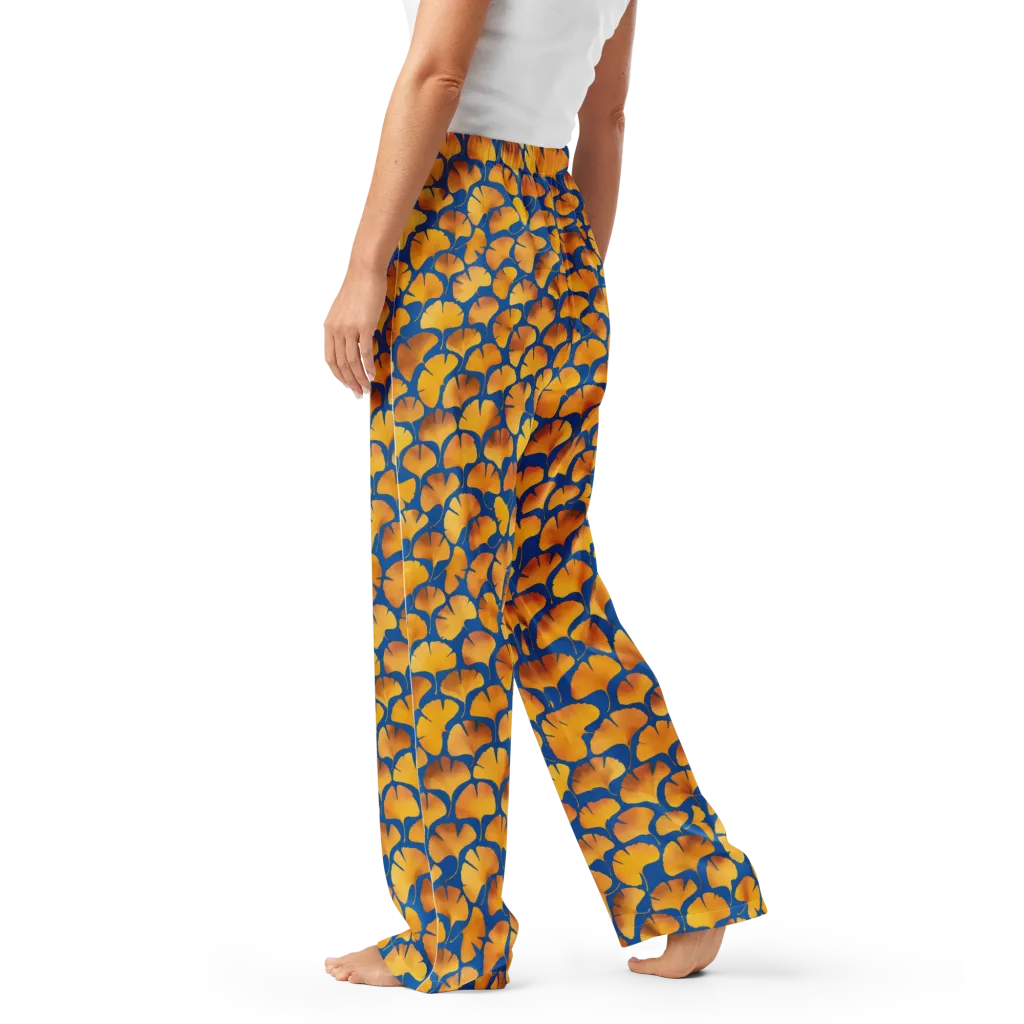 Blue Ginkgo on Women's Pajama Pants — Left