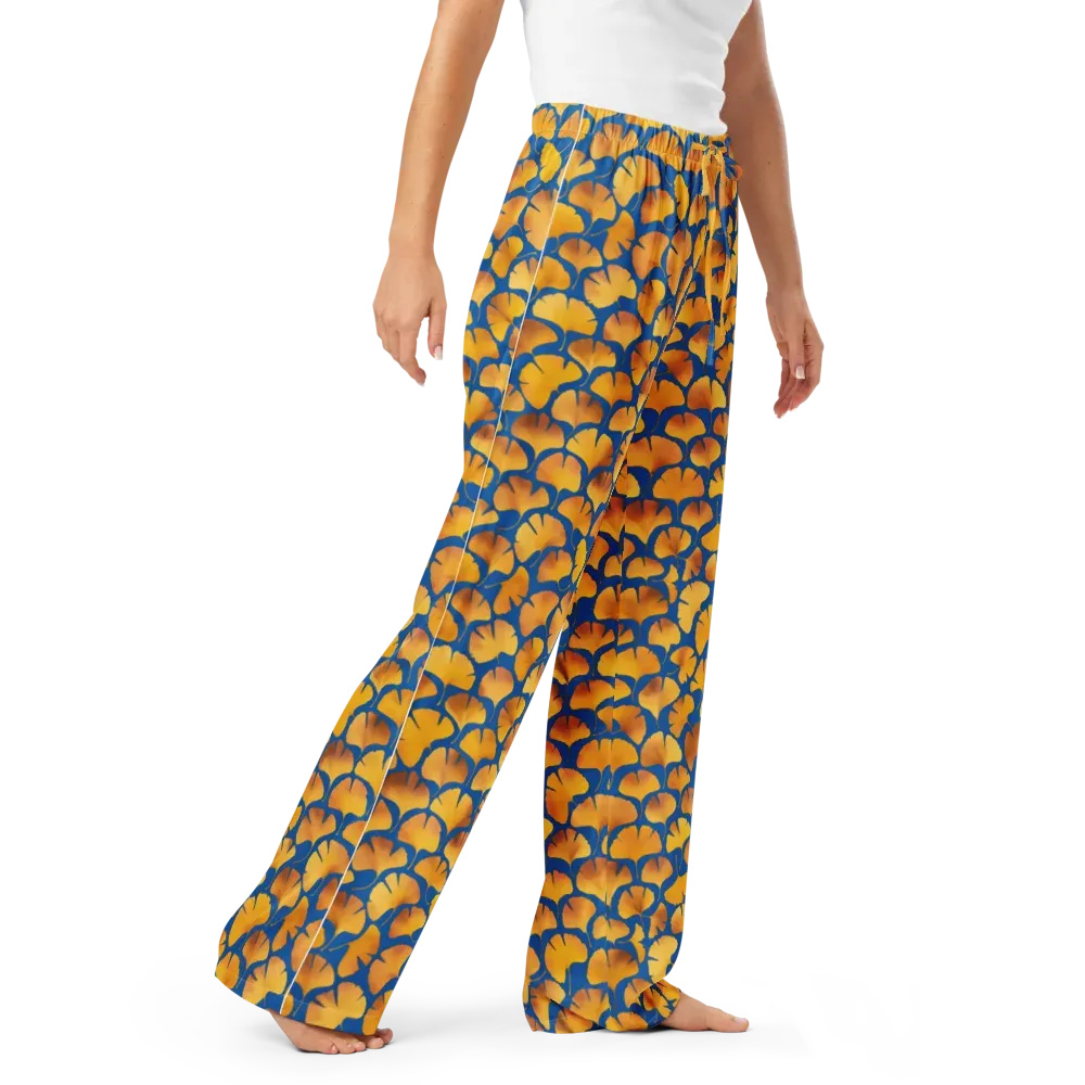 Blue Ginkgo on Women's Pajama Pants — Right Front