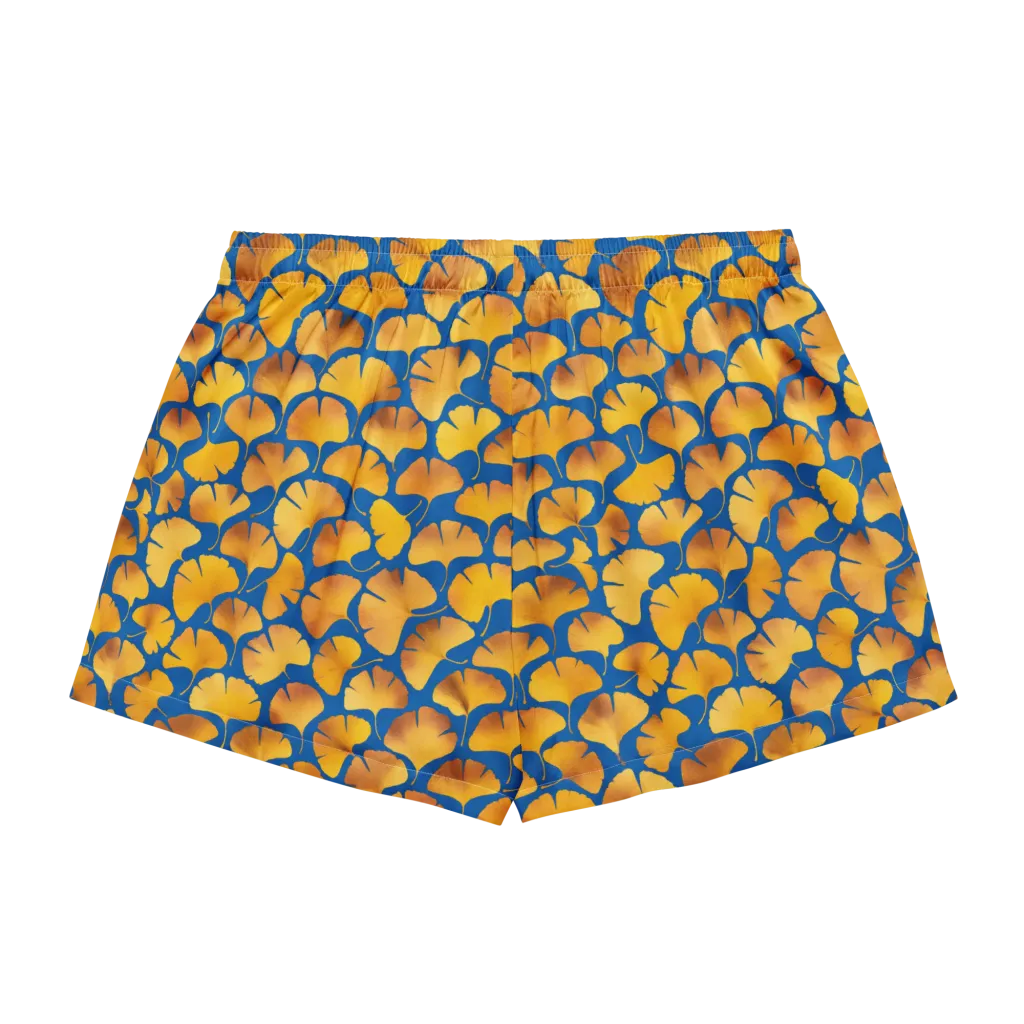 Blue Ginkgo on Women's Pajama Shorts — Back