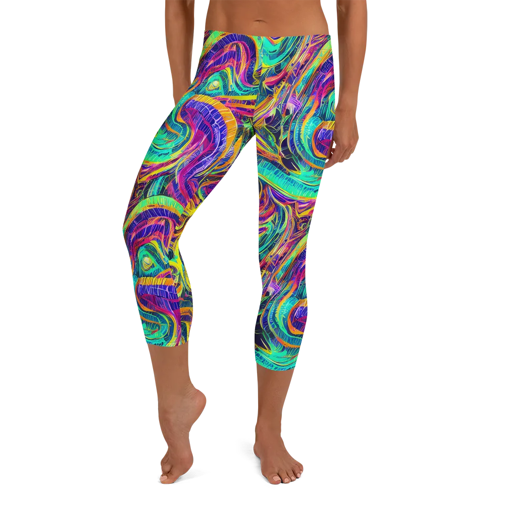 Fevered Spectrum on Capri Leggings — Front