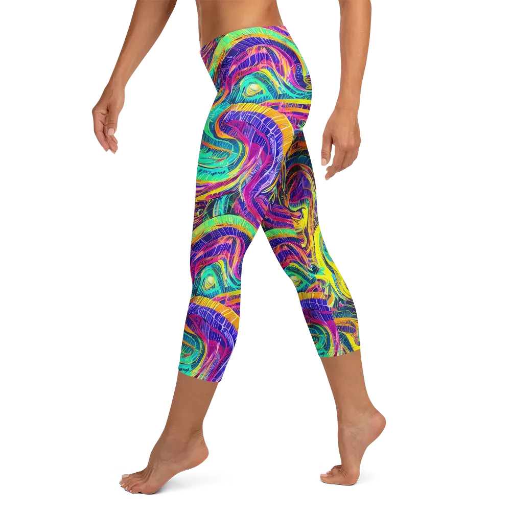 Fevered Spectrum on Capri Leggings — Left