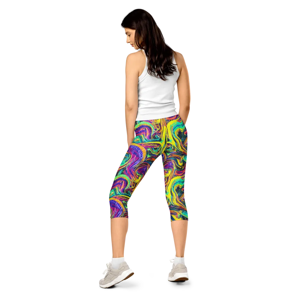 Fevered Spectrum on Capri Leggings — Back