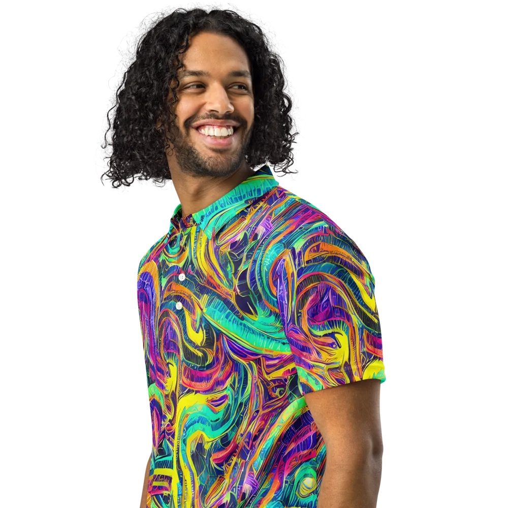 Fevered Spectrum on Men's Slim Fit Polo Shirt — Left Front
