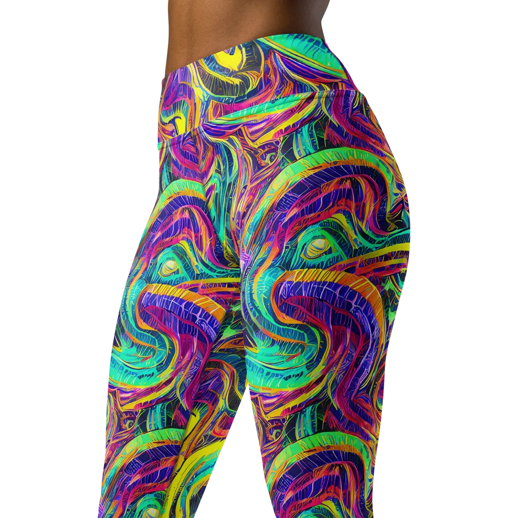 Fevered Spectrum on Yoga Leggings — Left Front