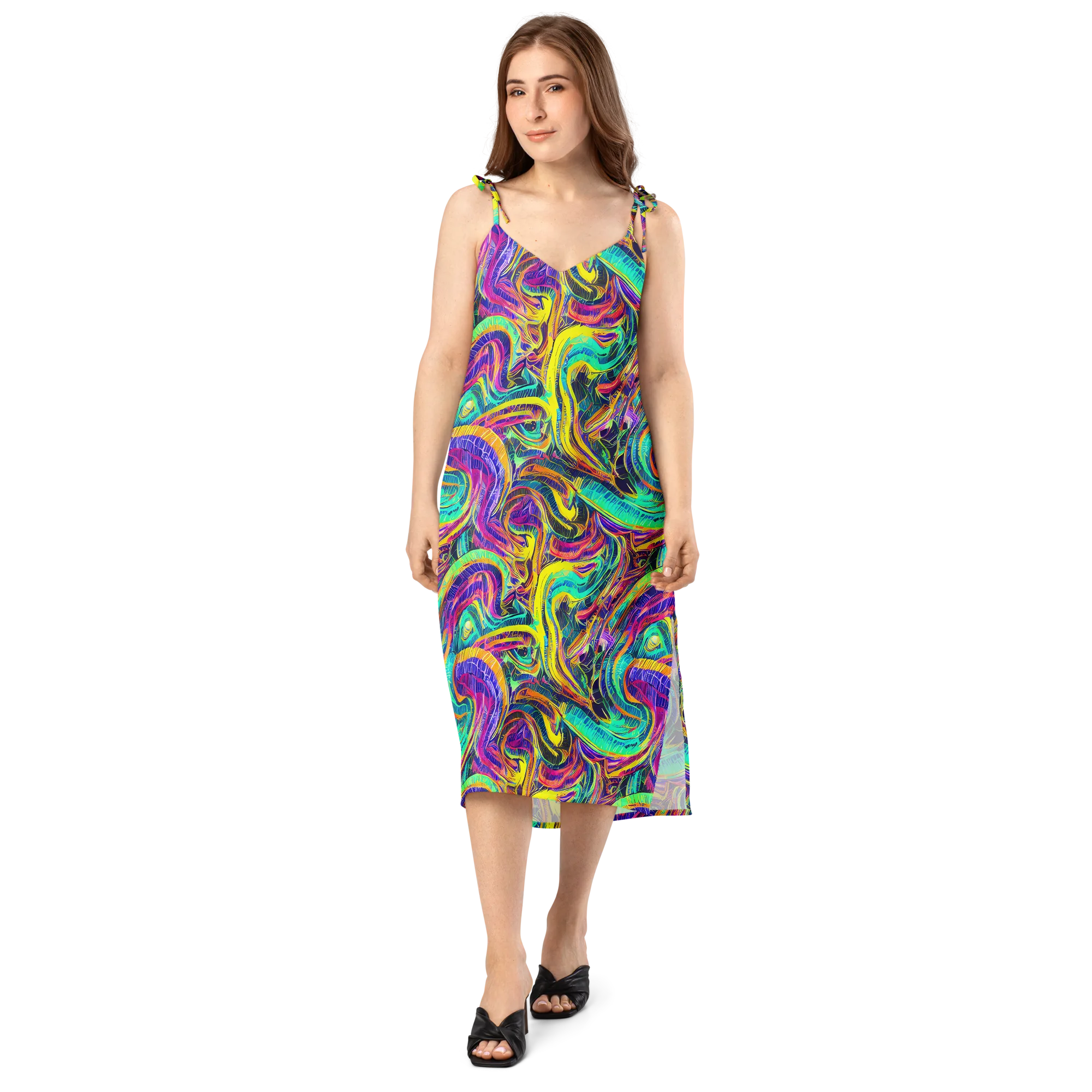 Fevered Spectrum on Slip Dress — Front