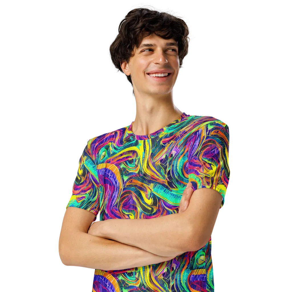 Fevered Spectrum on Men's Crew Neck T-Shirt — Left Front
