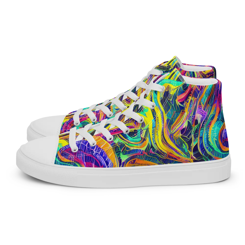 Fevered Spectrum on Men's High Top Canvas Shoes — Left