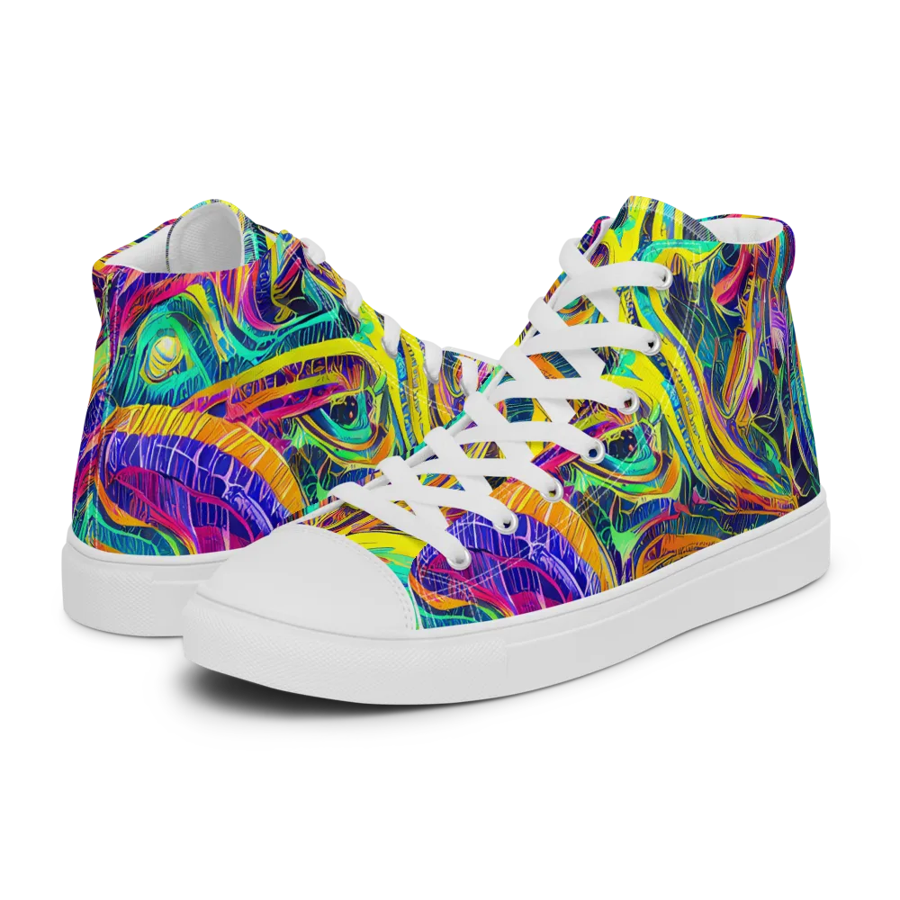 Fevered Spectrum on Men's High Top Canvas Shoes — Left