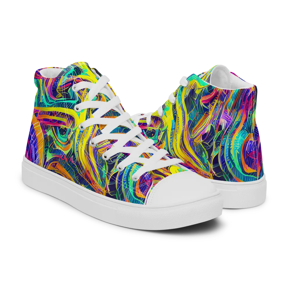Fevered Spectrum on Men's High Top Canvas Shoes — Right