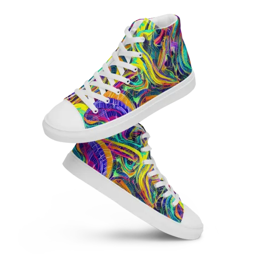 Fevered Spectrum on a Men's High Top Canvas Shoes