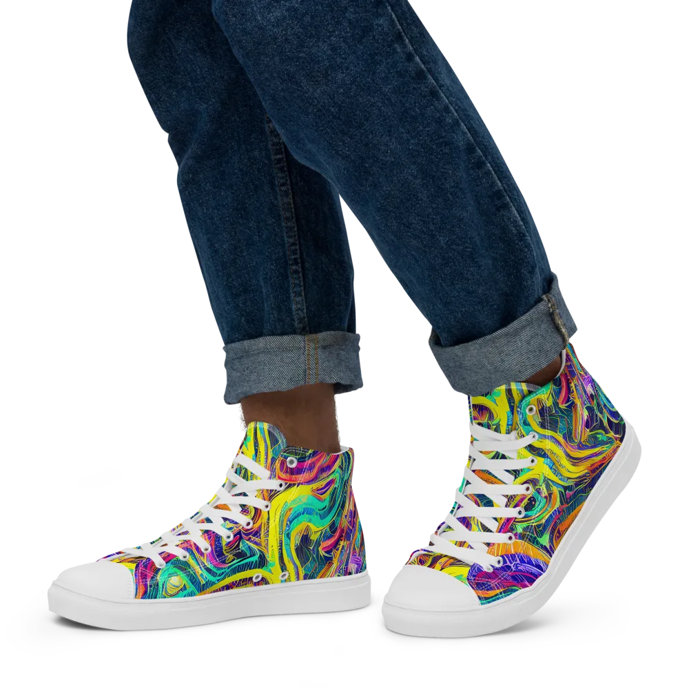 Fevered Spectrum on Men's High Top Canvas Shoes — Left