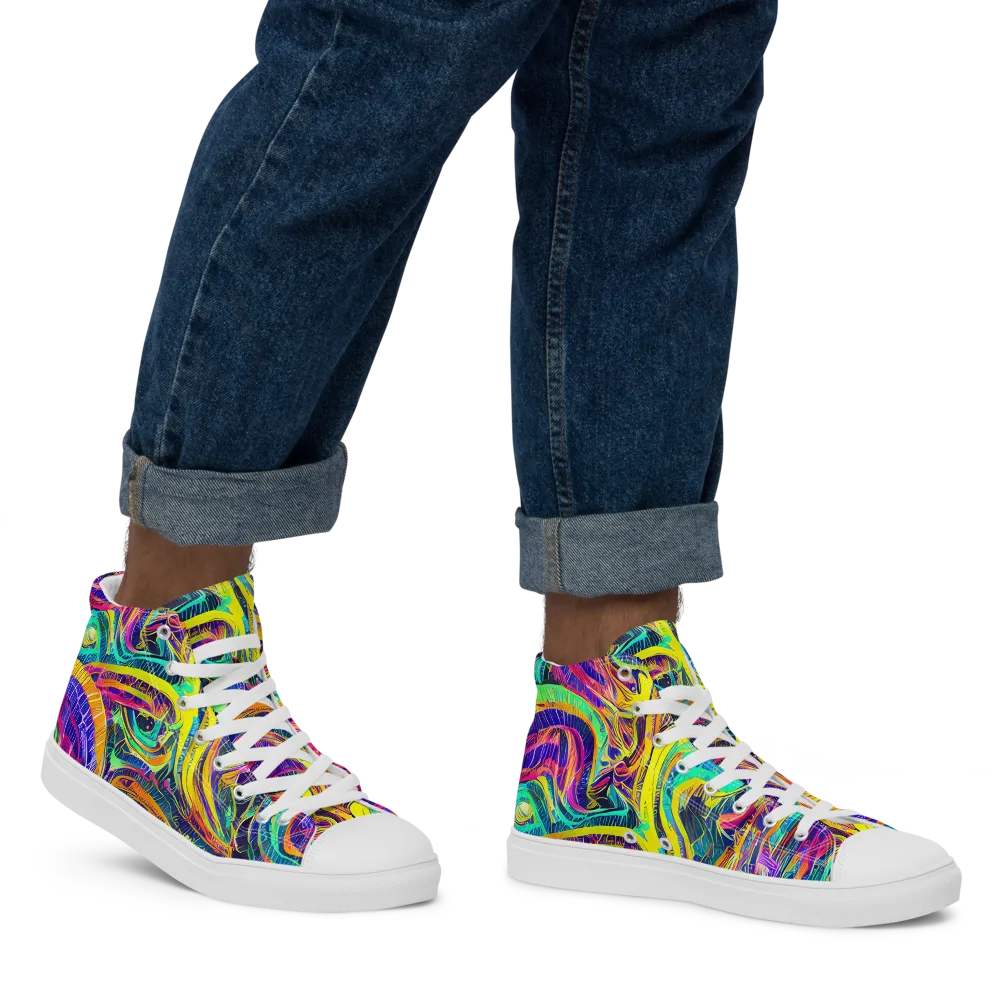 Fevered Spectrum on Men's High Top Canvas Shoes — Right