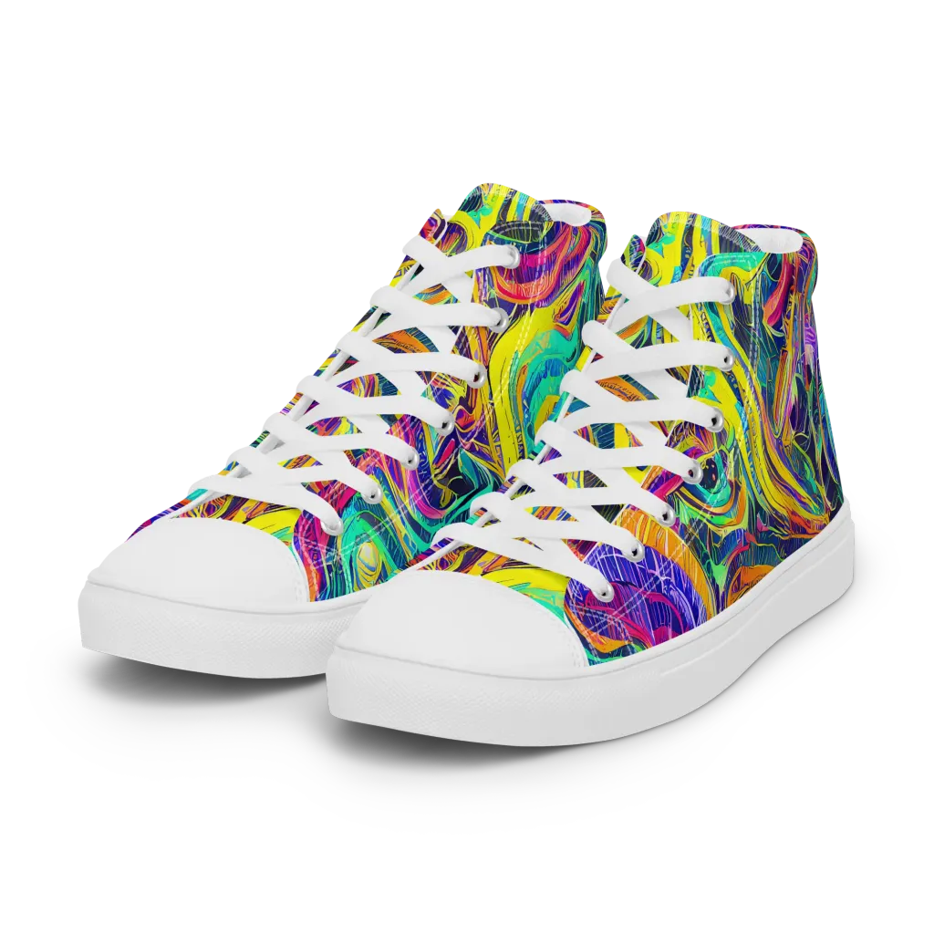 Fevered Spectrum on Women's High Top Canvas Shoes — Left Front