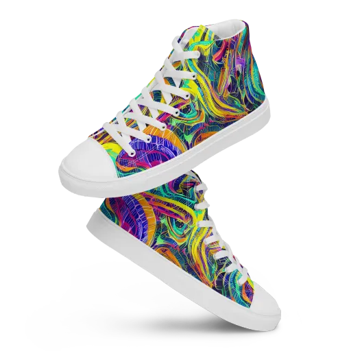 Fevered Spectrum on a Women's High Top Canvas Shoes