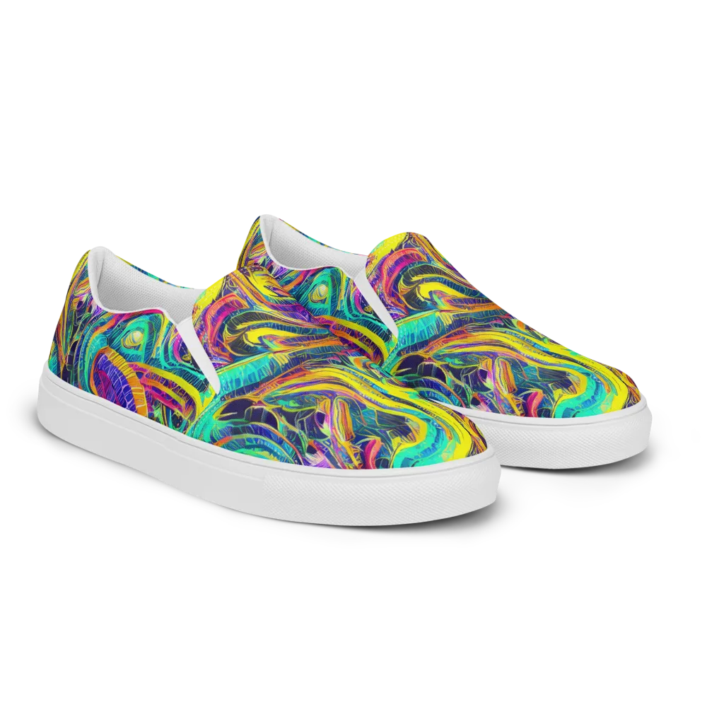 Fevered Spectrum on Men's Slip-On Canvas Shoes — Right Front