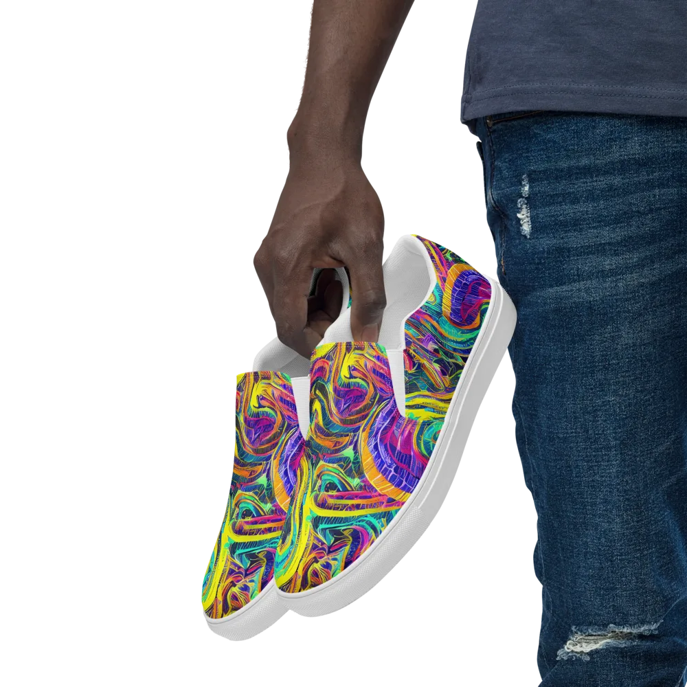 Fevered Spectrum on Men's Slip-On Canvas Shoes — Left Front