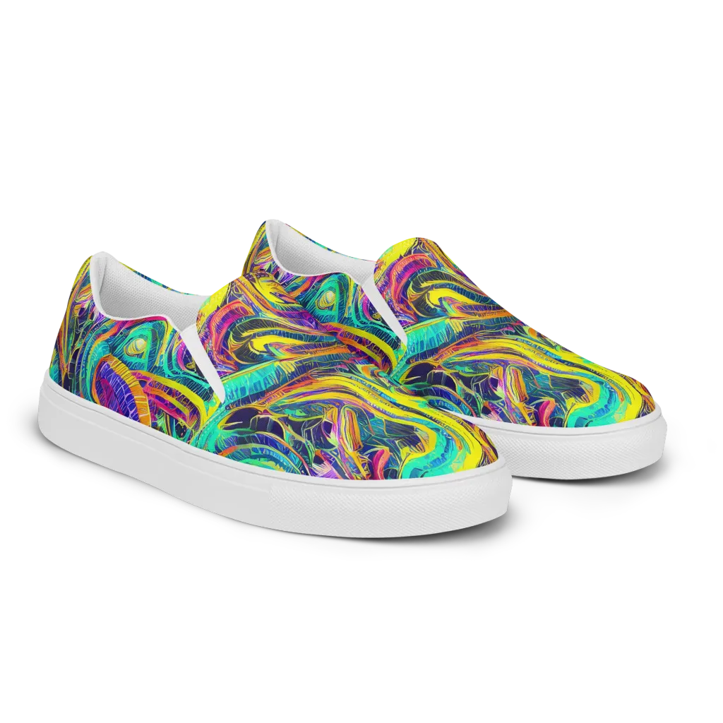 Fevered Spectrum on Women's Slip-On Canvas Shoes — Right Front