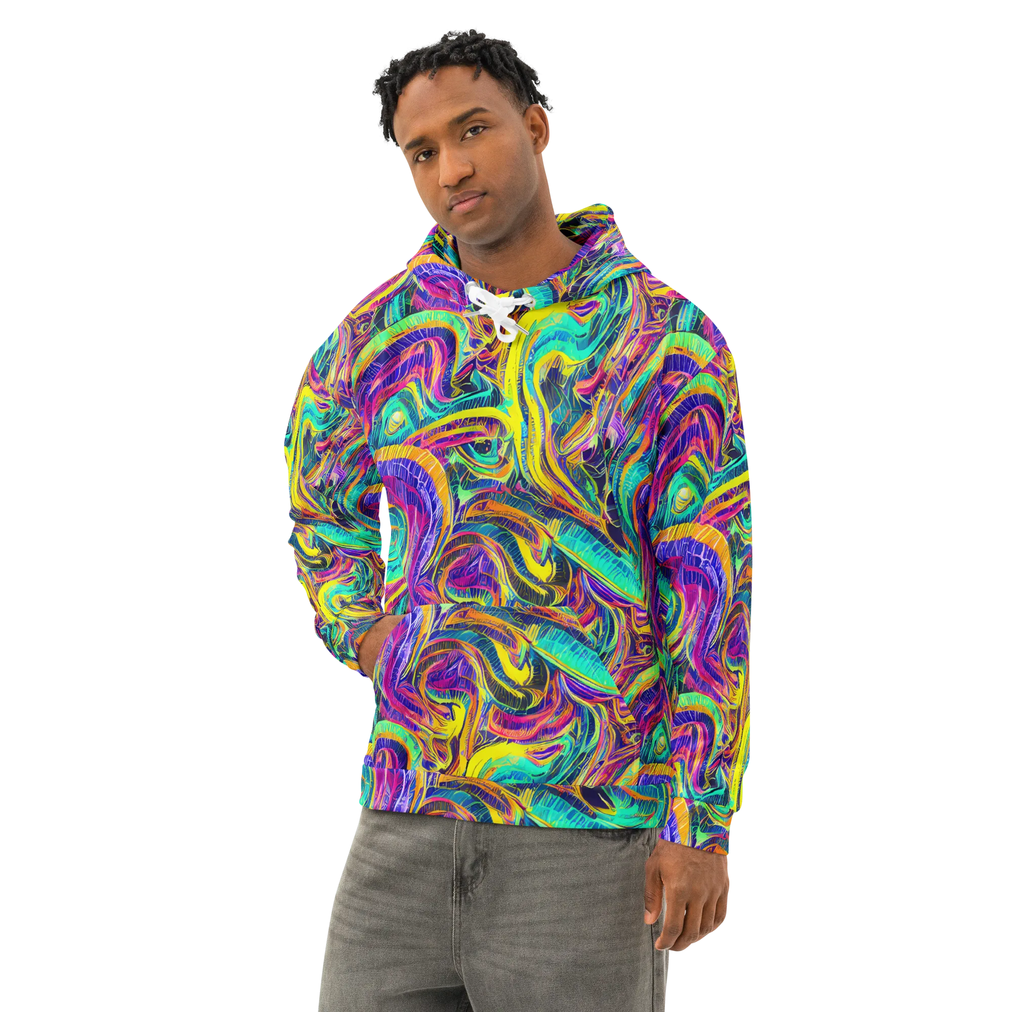 Fevered Spectrum on Cotton Hoodie — Left Front