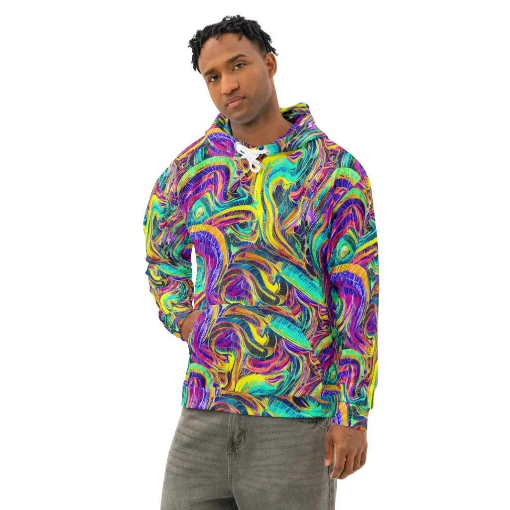 Fevered Spectrum on Cotton Hoodie — Left Front
