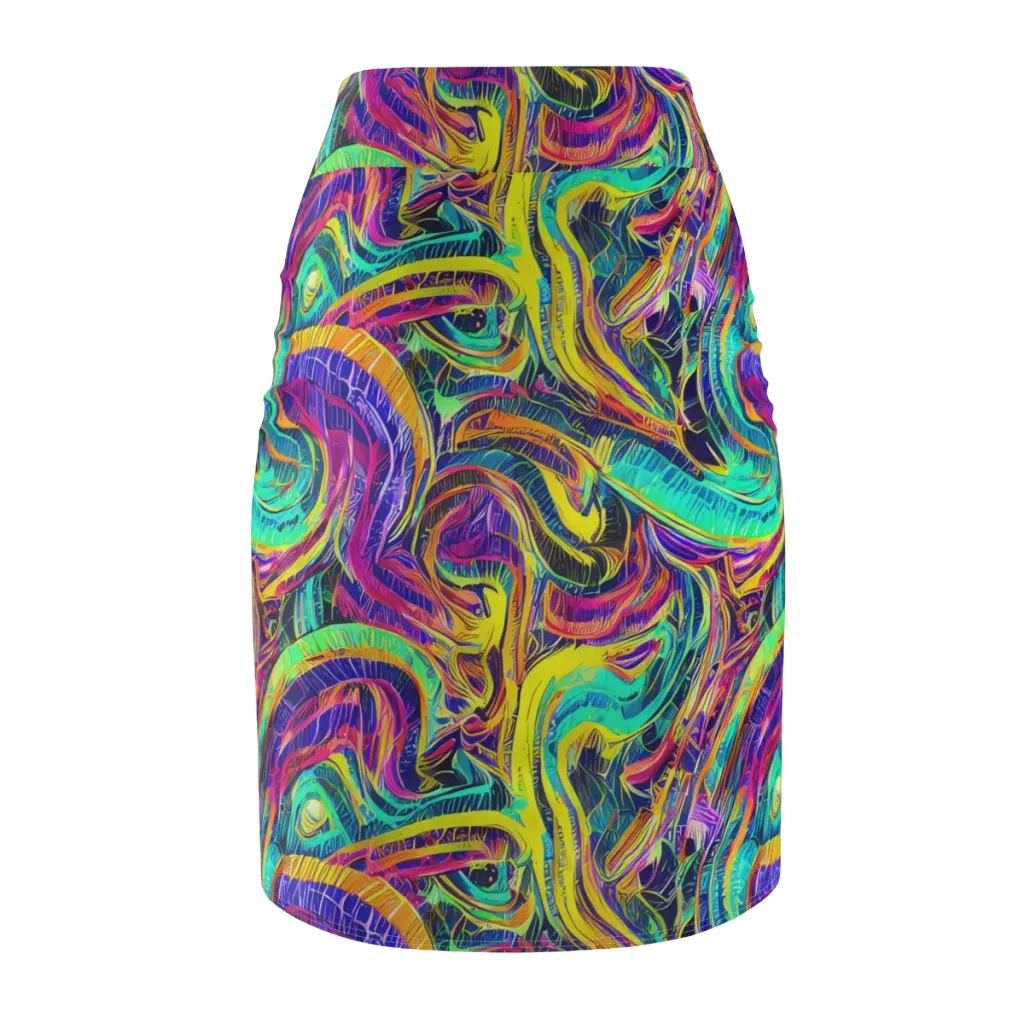Fevered Spectrum on Pencil Skirt — Back
