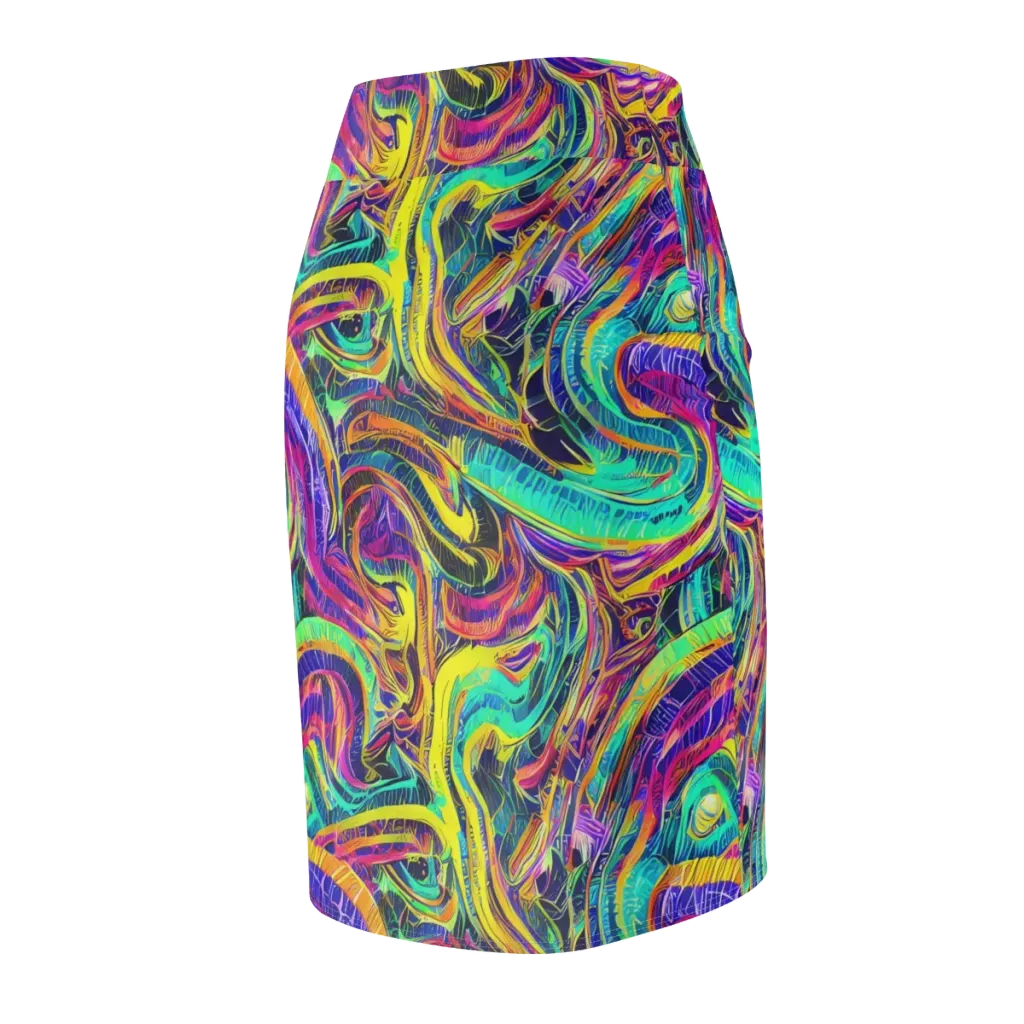 Fevered Spectrum on Pencil Skirt — Back Side